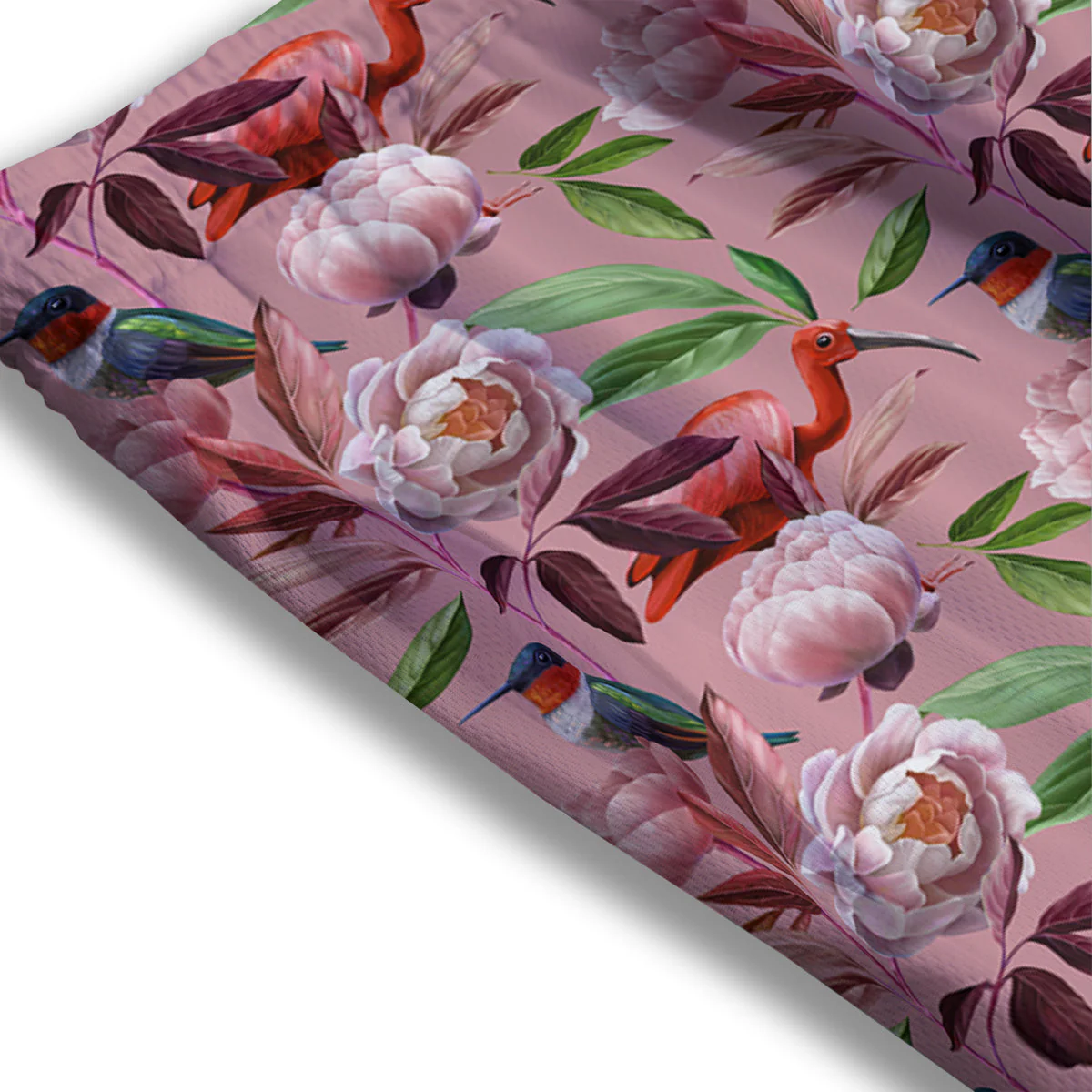 Floral Bird Pink Print Pattern Mesh Shorts - Image 3