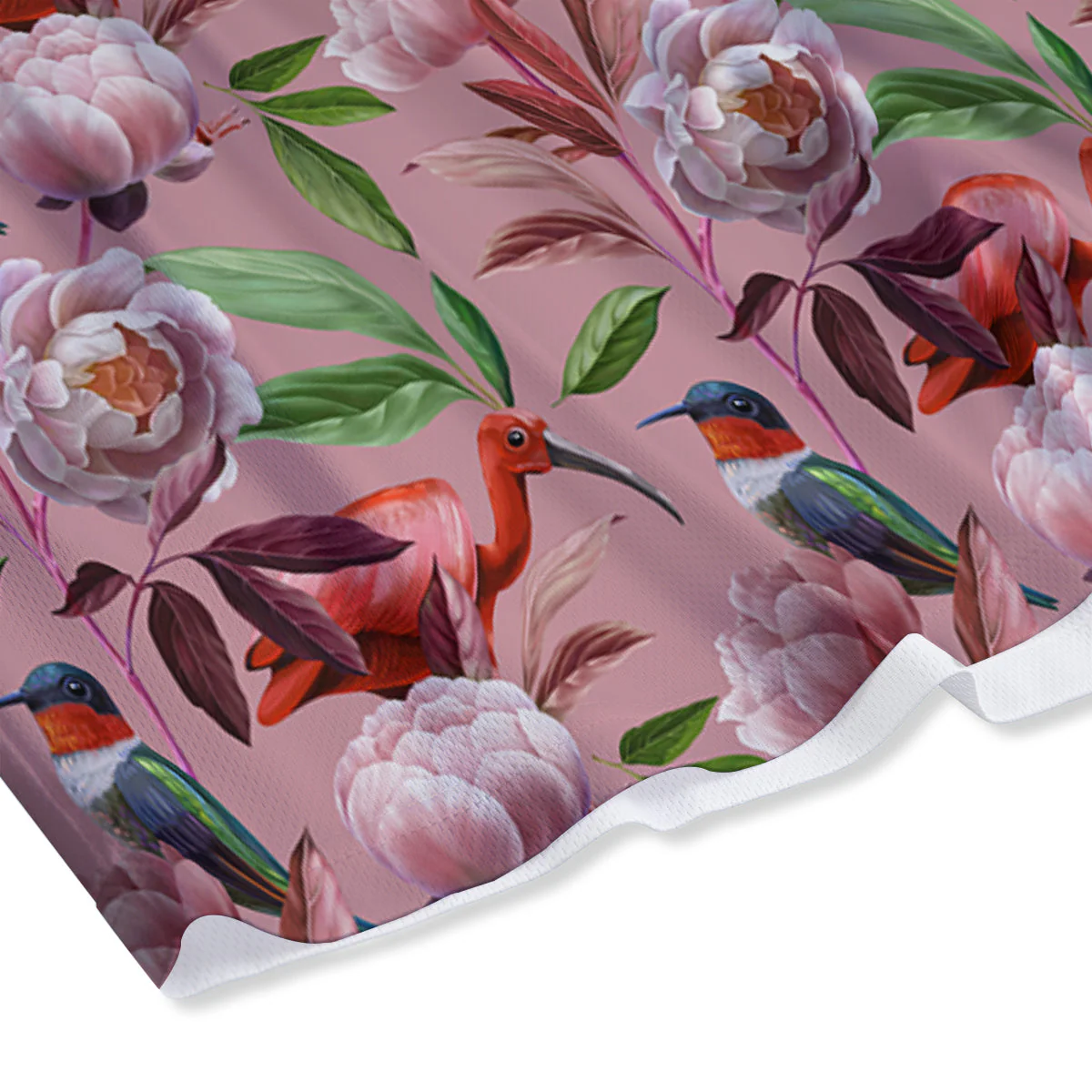 Floral Bird Pink Print Pattern Mesh Shorts - Image 4