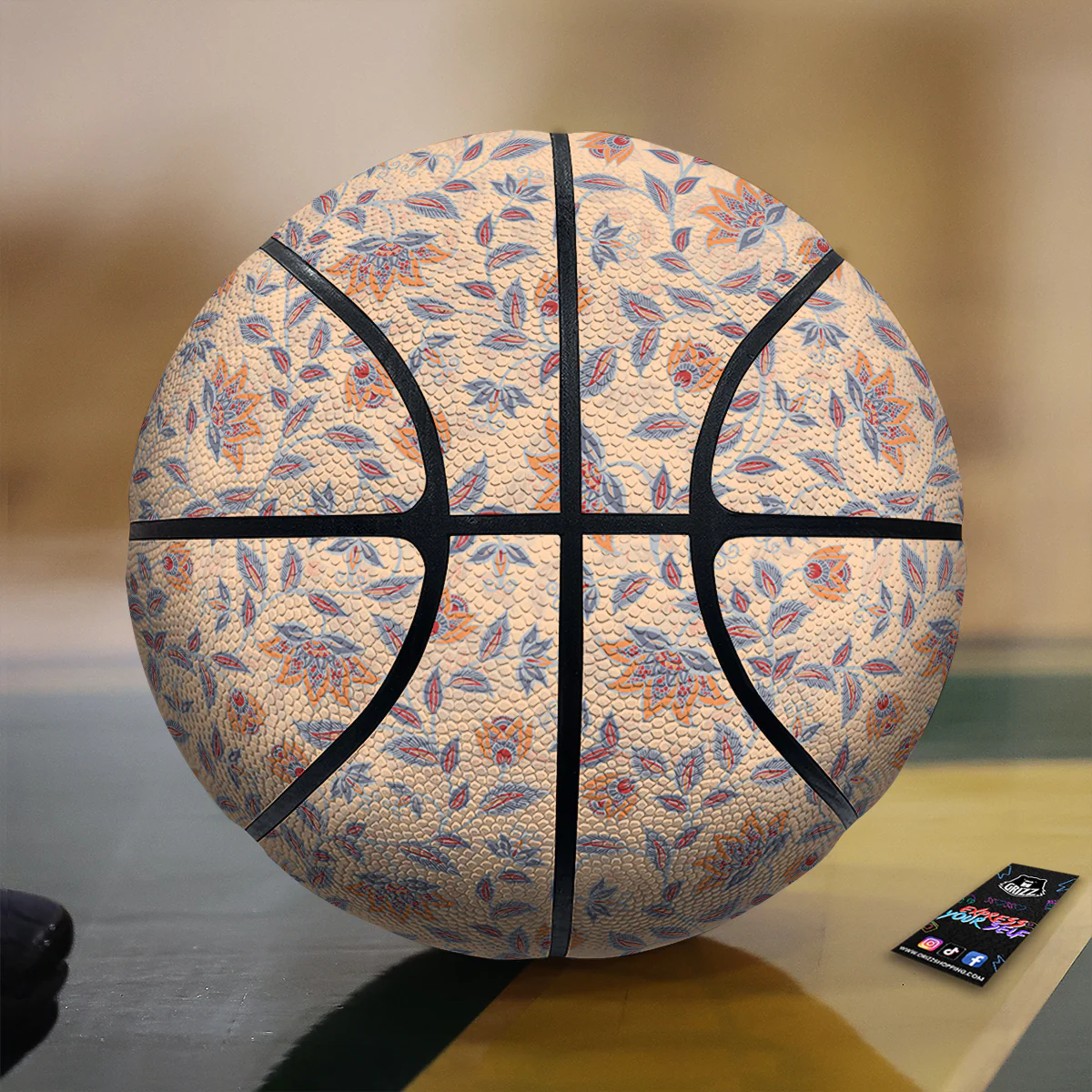 Floral Bohemian Beige Print Pattern Basketball