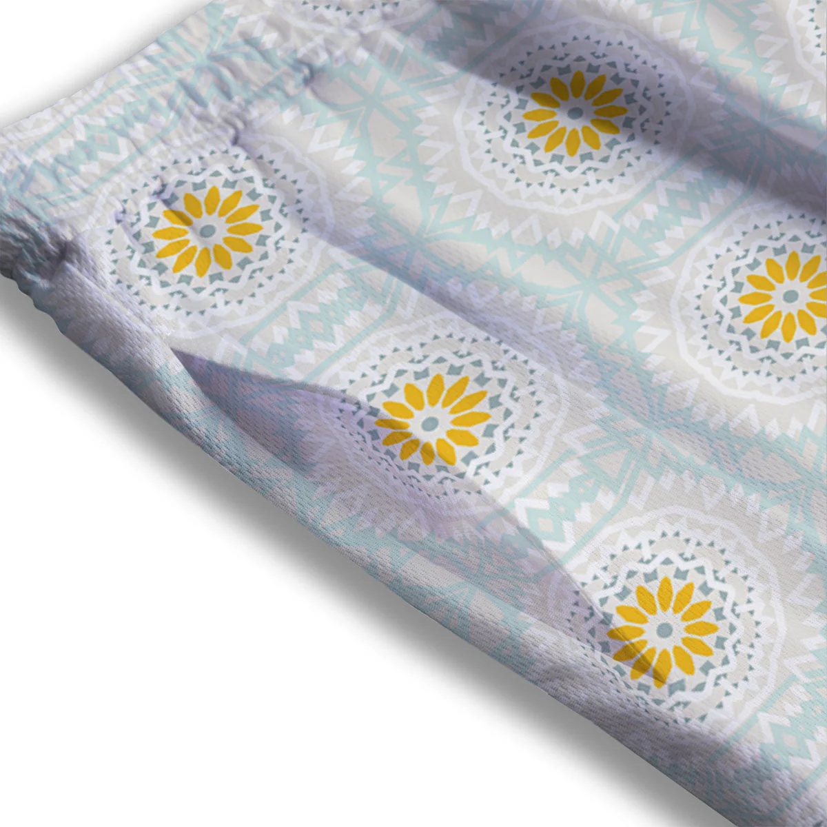Floral Bohemian Pastel Print Pattern Mesh Shorts - Image 3