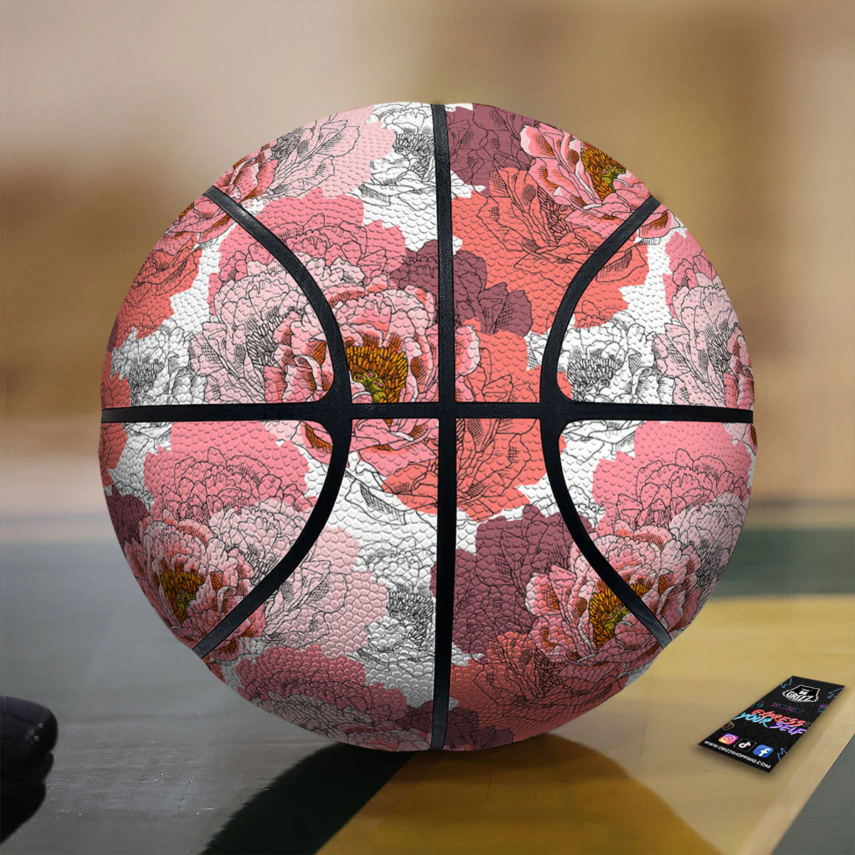 Floral Flower Pink Peony Print Pattern Basketball