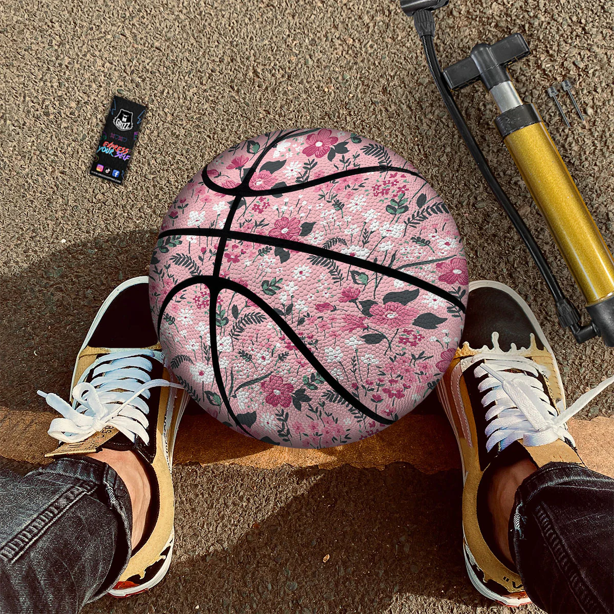 Floral Flower Pink Print Pattern Basketball - Image 2