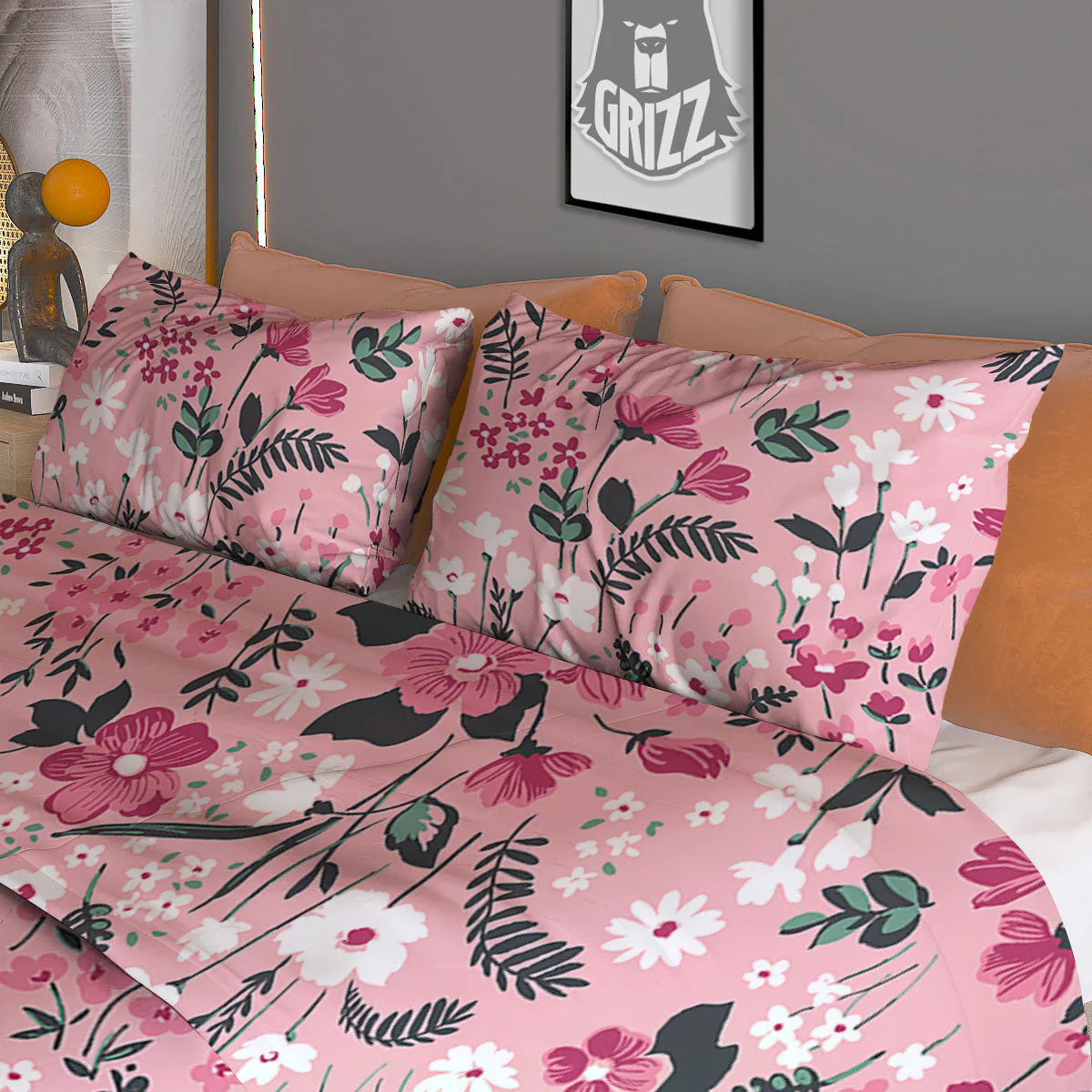 Floral Flower Pink Print Pattern Duvet Cover Bedding Set - Image 3