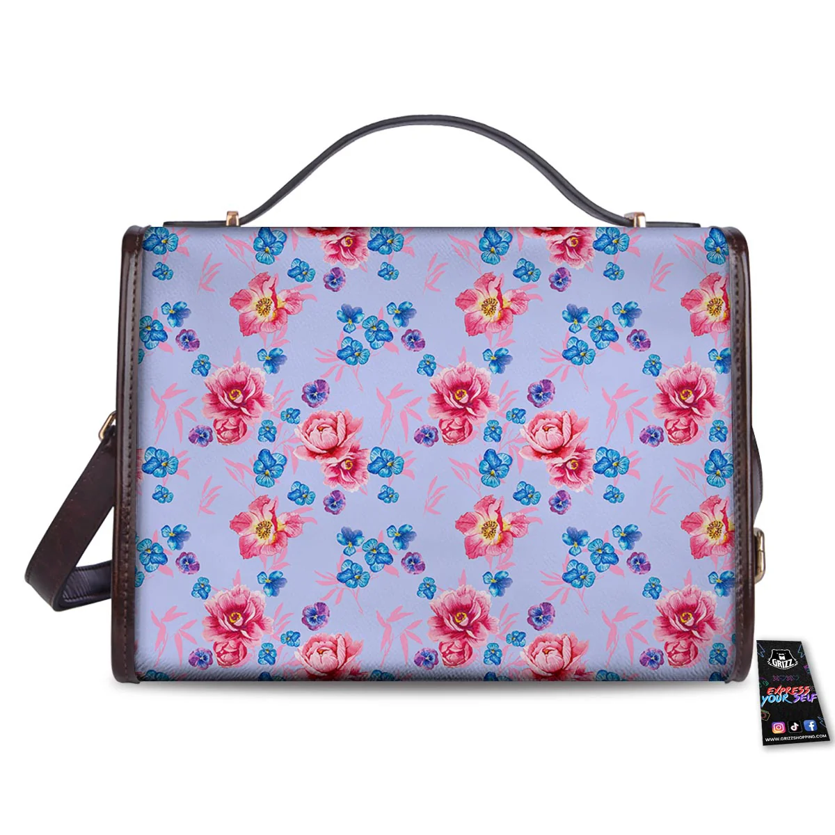 Floral Flower Rose Pansy Print Pattern Women's Satchel Bag - Image 2