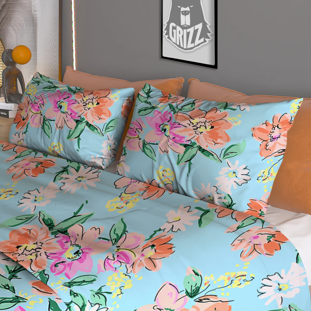 Floral Girly Vintage Print Pattern Duvet Cover Bedding Set - Image 3