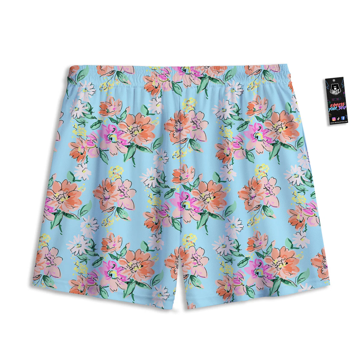 Floral Girly Vintage Print Pattern Mesh Shorts - Image 2