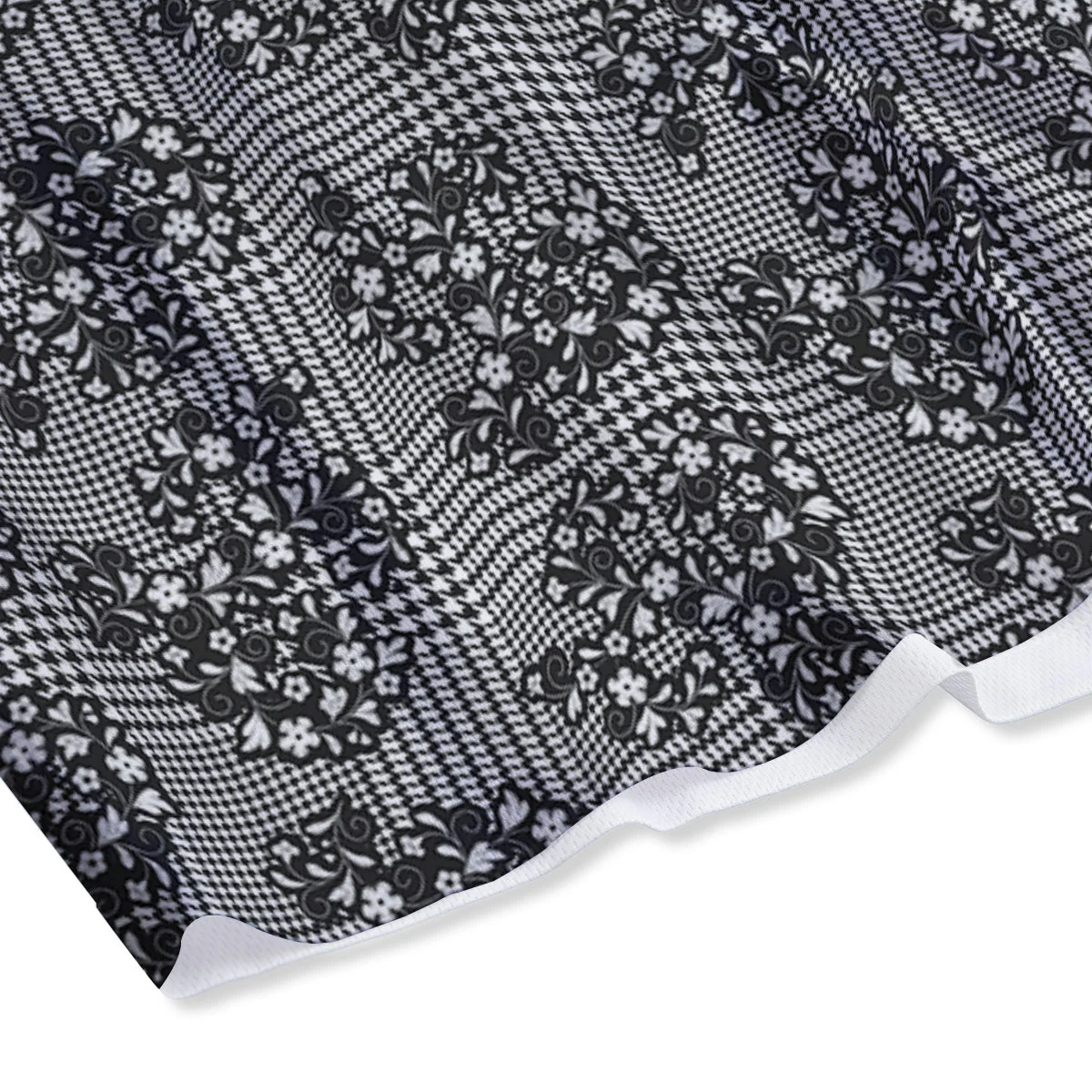 Floral Glen Plaid White And Black Print Mesh Shorts - Image 4
