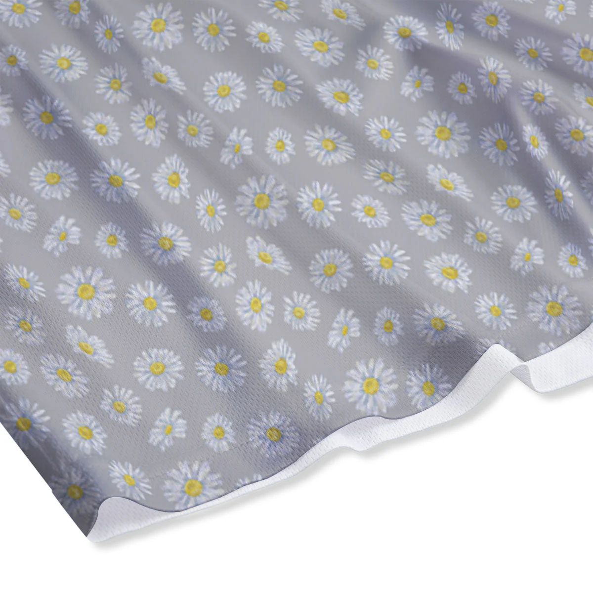 Floral Grey Daisy Print Pattern Mesh Shorts - Image 4