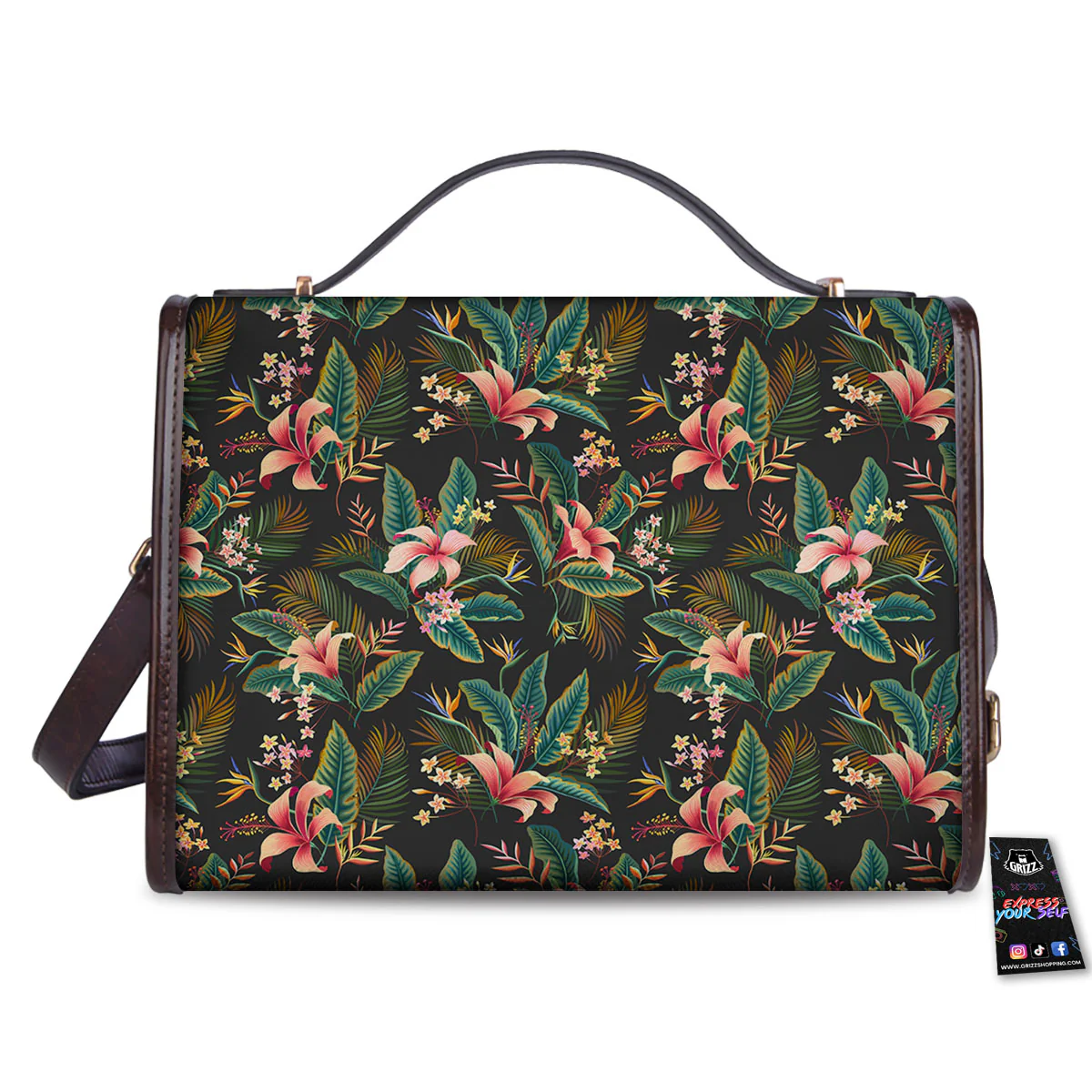Floral Hawaiian Print Pattern Women's Satchel Bag - Image 2