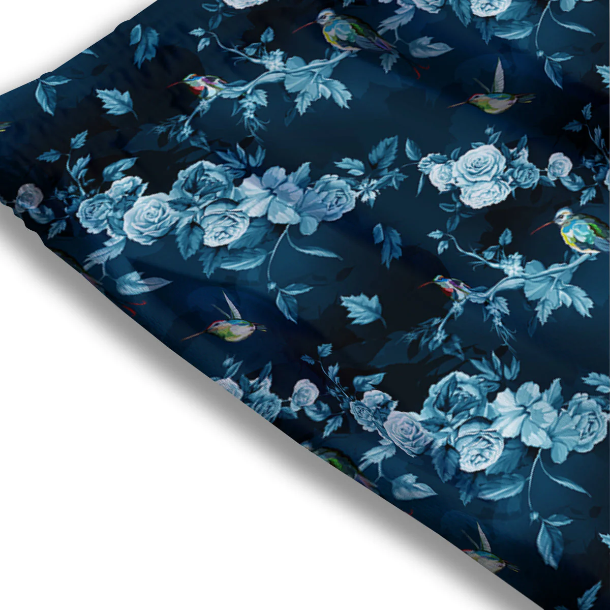 Floral Hummingbird Dark Blue Print Mesh Shorts - Image 3