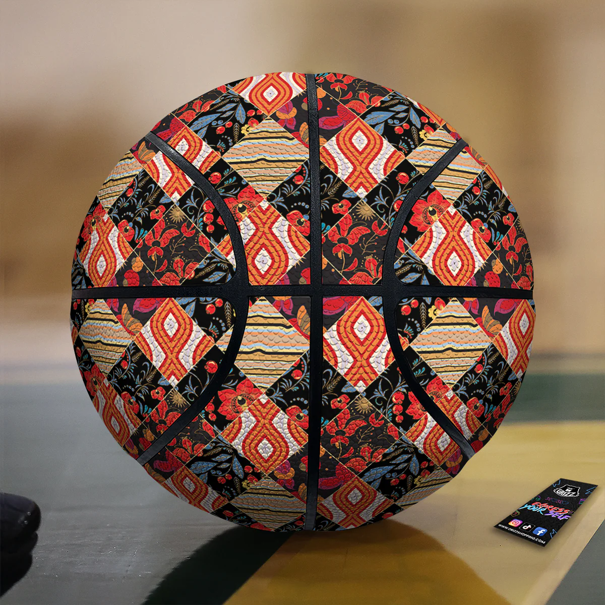 Floral Indian Patchwork Print Pattern Basketball