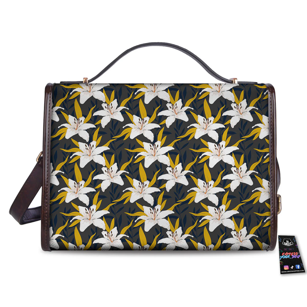 Floral Lily Print Pattern Women's Satchel Bag - Image 2
