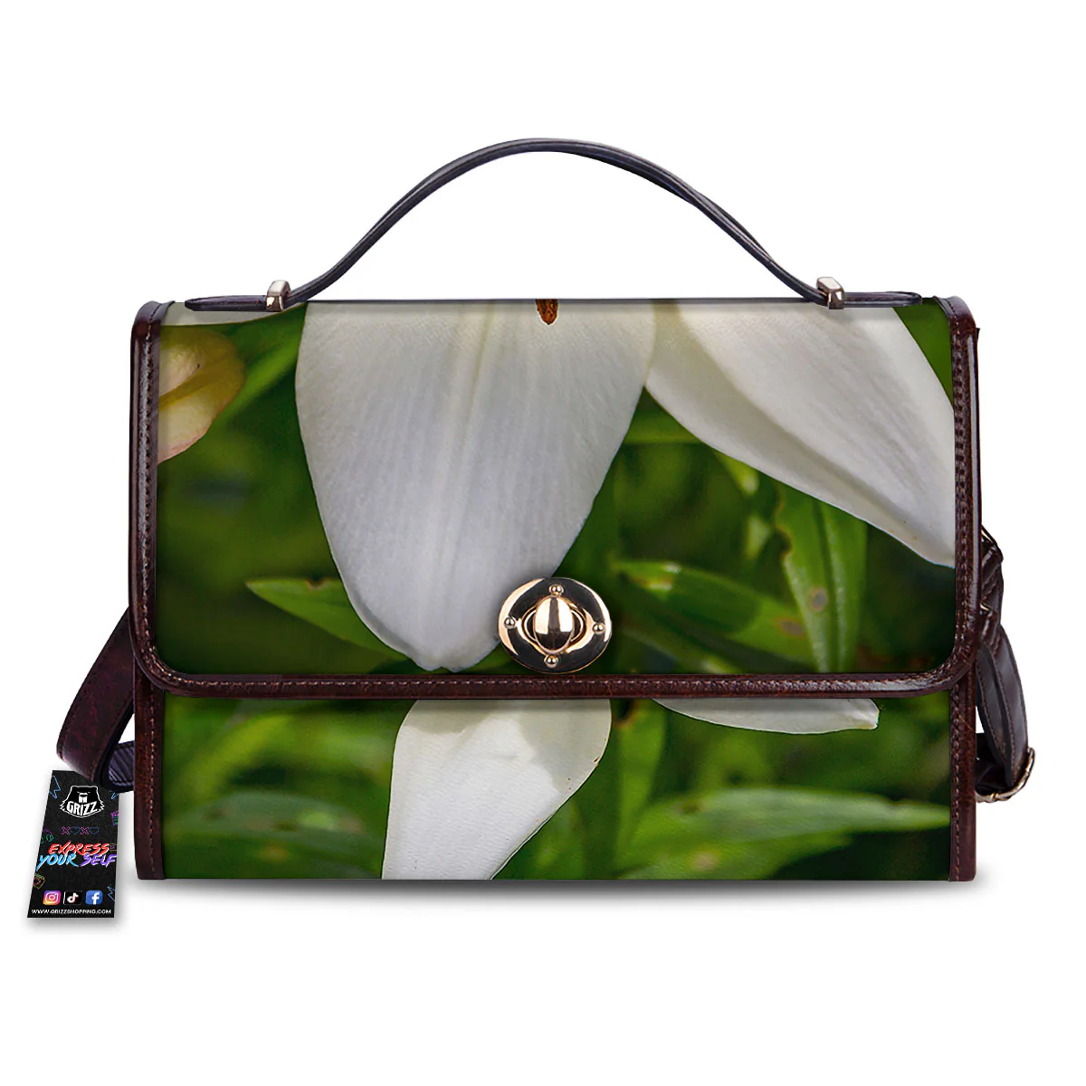 Floral Lily Print Women's Satchel Bag