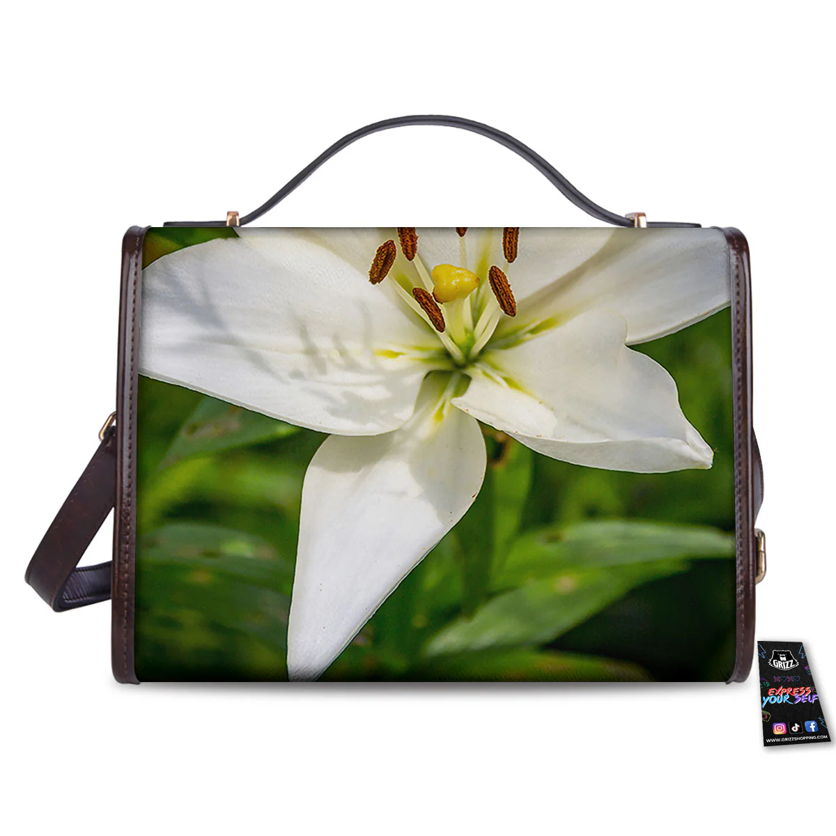 Floral Lily Print Women's Satchel Bag - Image 2