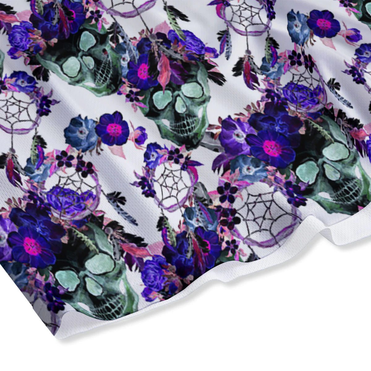 Floral Neon Skull Print Pattern Mesh Shorts - Image 4