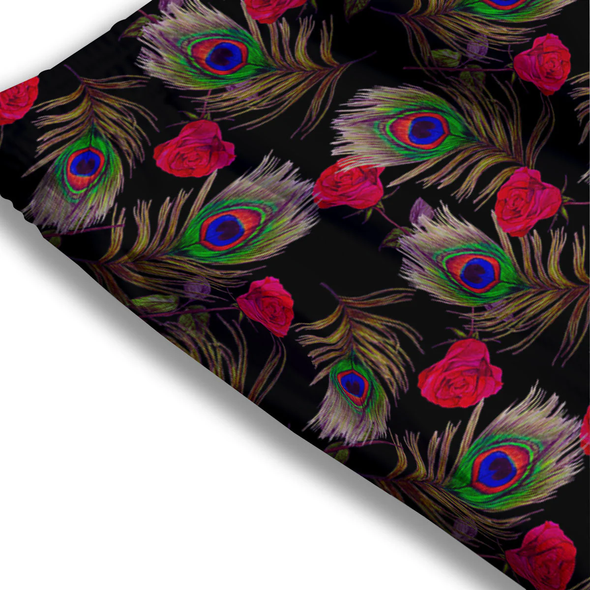 Floral Peacock Feather Print Pattern Mesh Shorts - Image 3