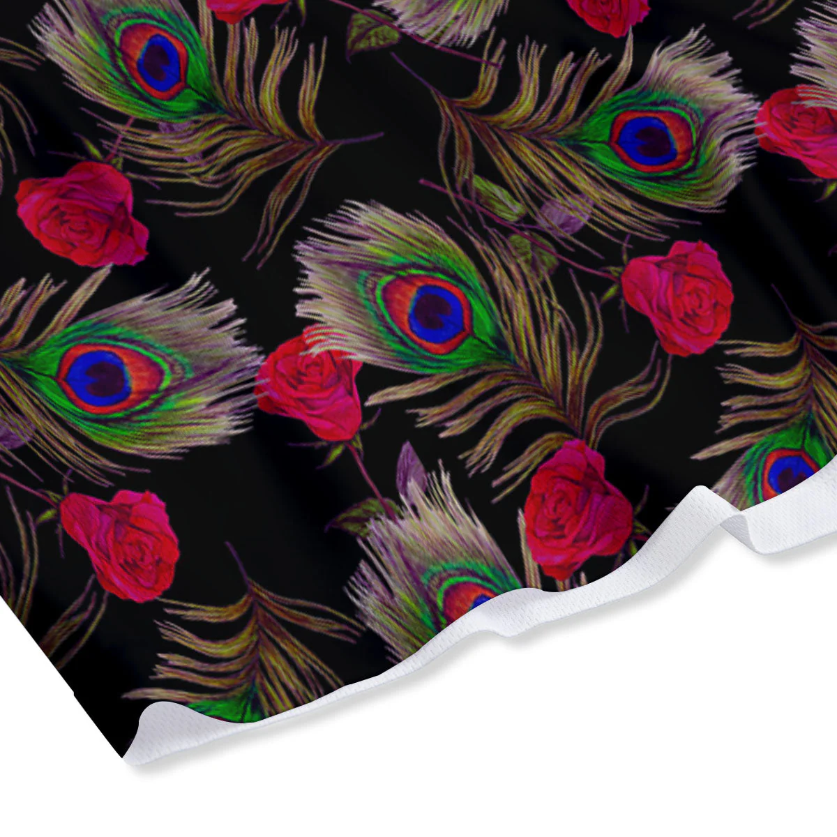 Floral Peacock Feather Print Pattern Mesh Shorts - Image 4