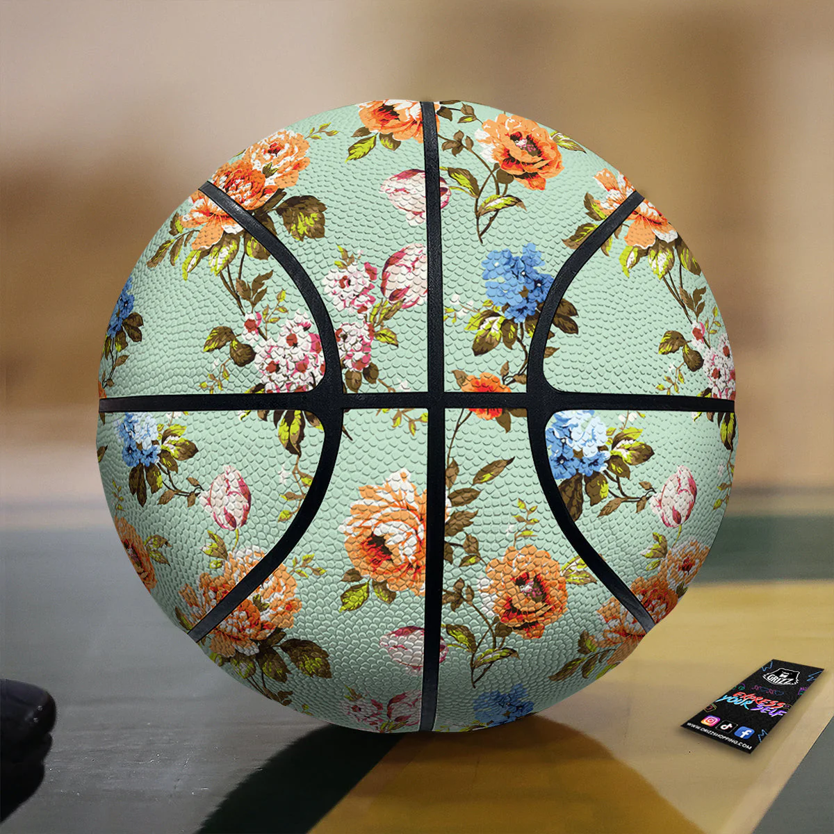 Floral Rose Flower Vintage Print Pattern Basketball