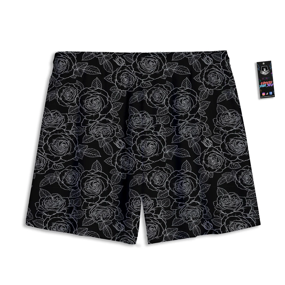 Floral Rose Monochrome Print Pattern Mesh Shorts - Image 2