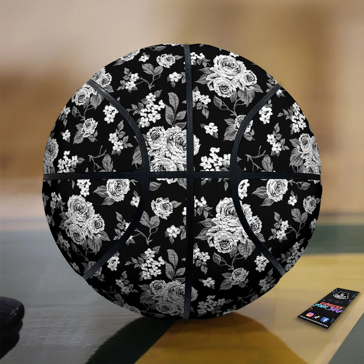 Floral Spring Monochrome Print Pattern Basketball