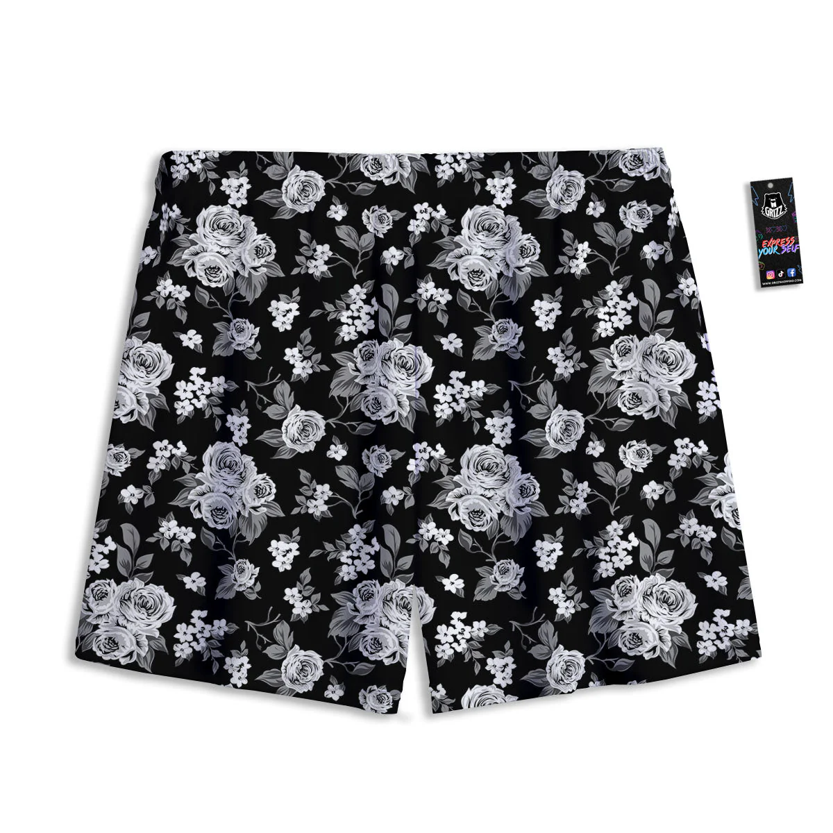 Floral Spring Monochrome Print Pattern Mesh Shorts - Image 2