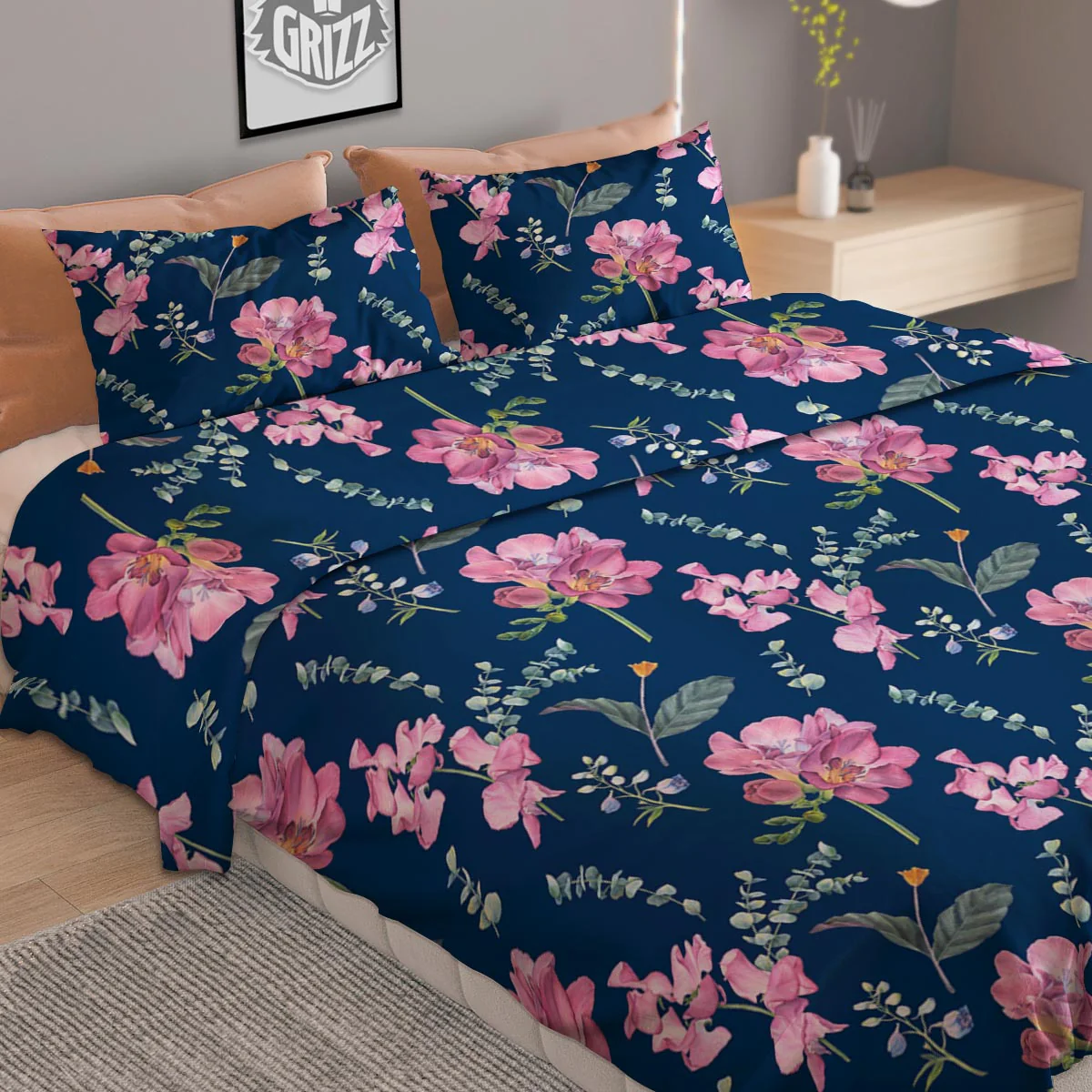 Floral Sweet Pea Print Pattern Duvet Cover Bedding Set - Image 2