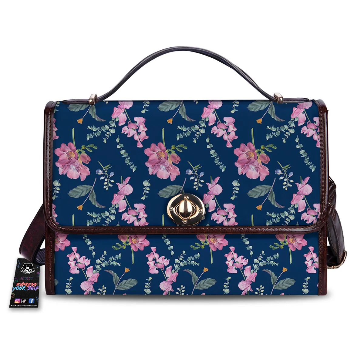 Floral Sweet Pea Print Pattern Women's Satchel Bag