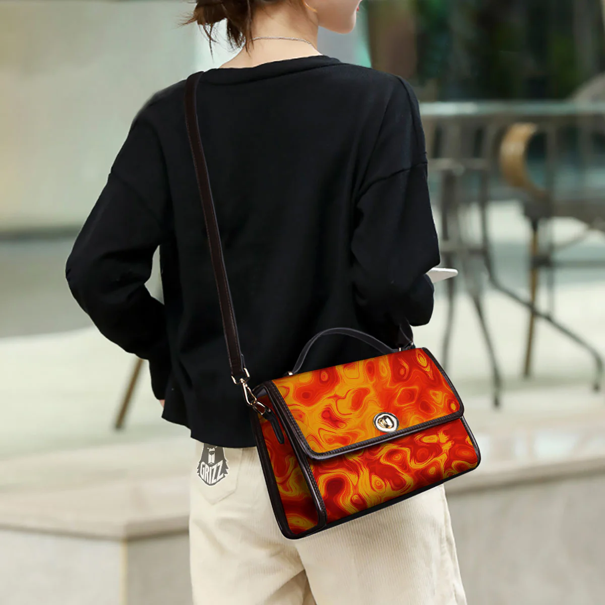 Flow Lava Print Women's Satchel Bag - Image 3