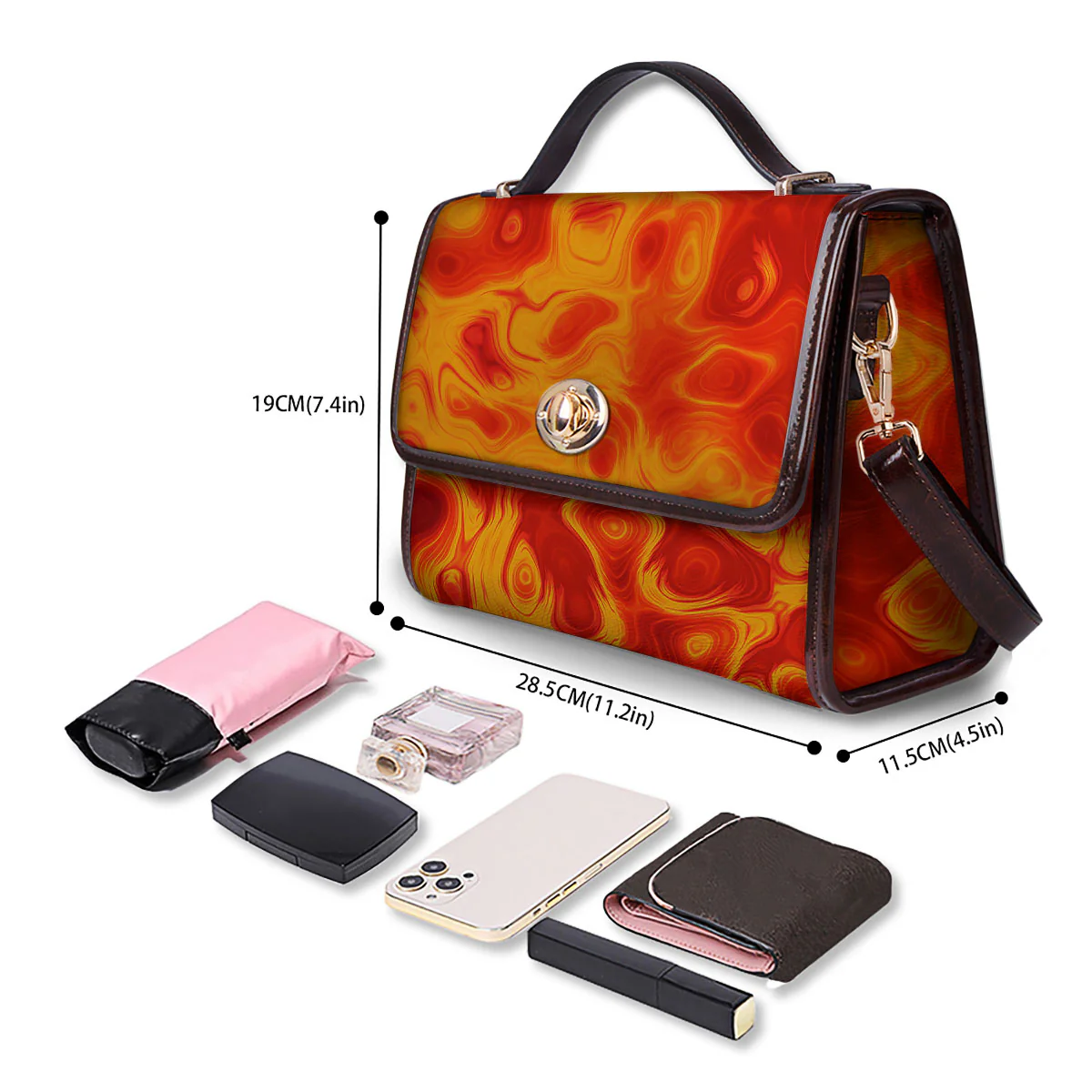 Flow Lava Print Women's Satchel Bag - Image 4