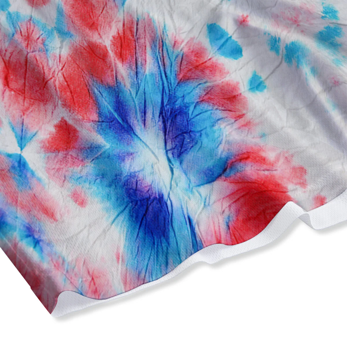 Flower Abstract Mark Red And Blue Print Mesh Shorts - Image 4