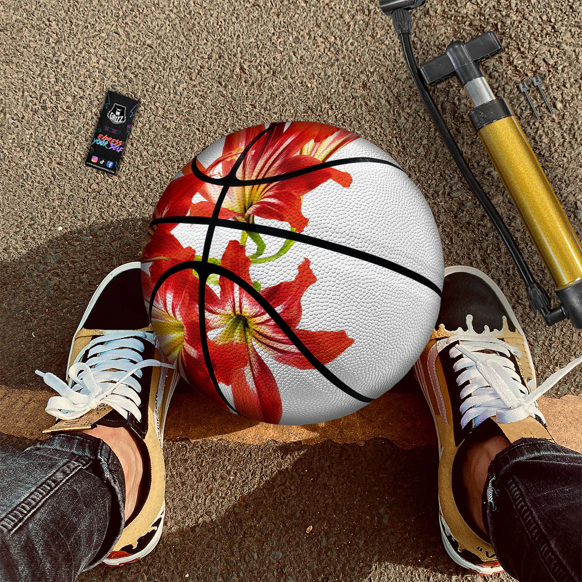 Flower Amaryllis Print Basketball - Image 2