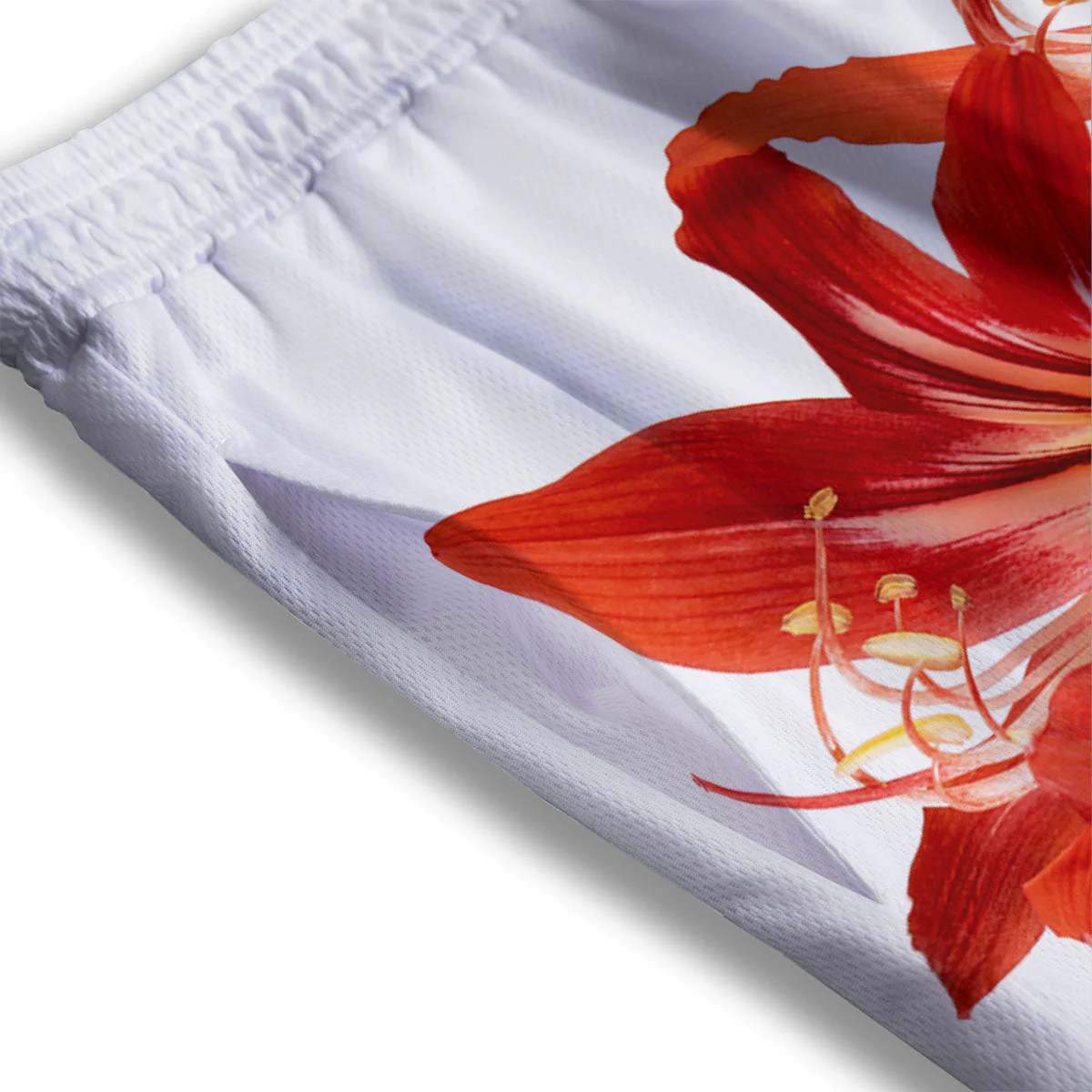 Flower Amaryllis Print Mesh Shorts - Image 3