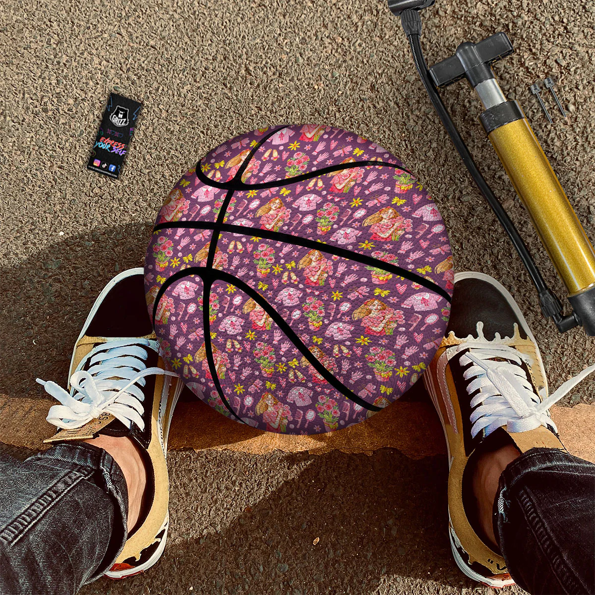 Flower And Girly Print Pattern Basketball - Image 2