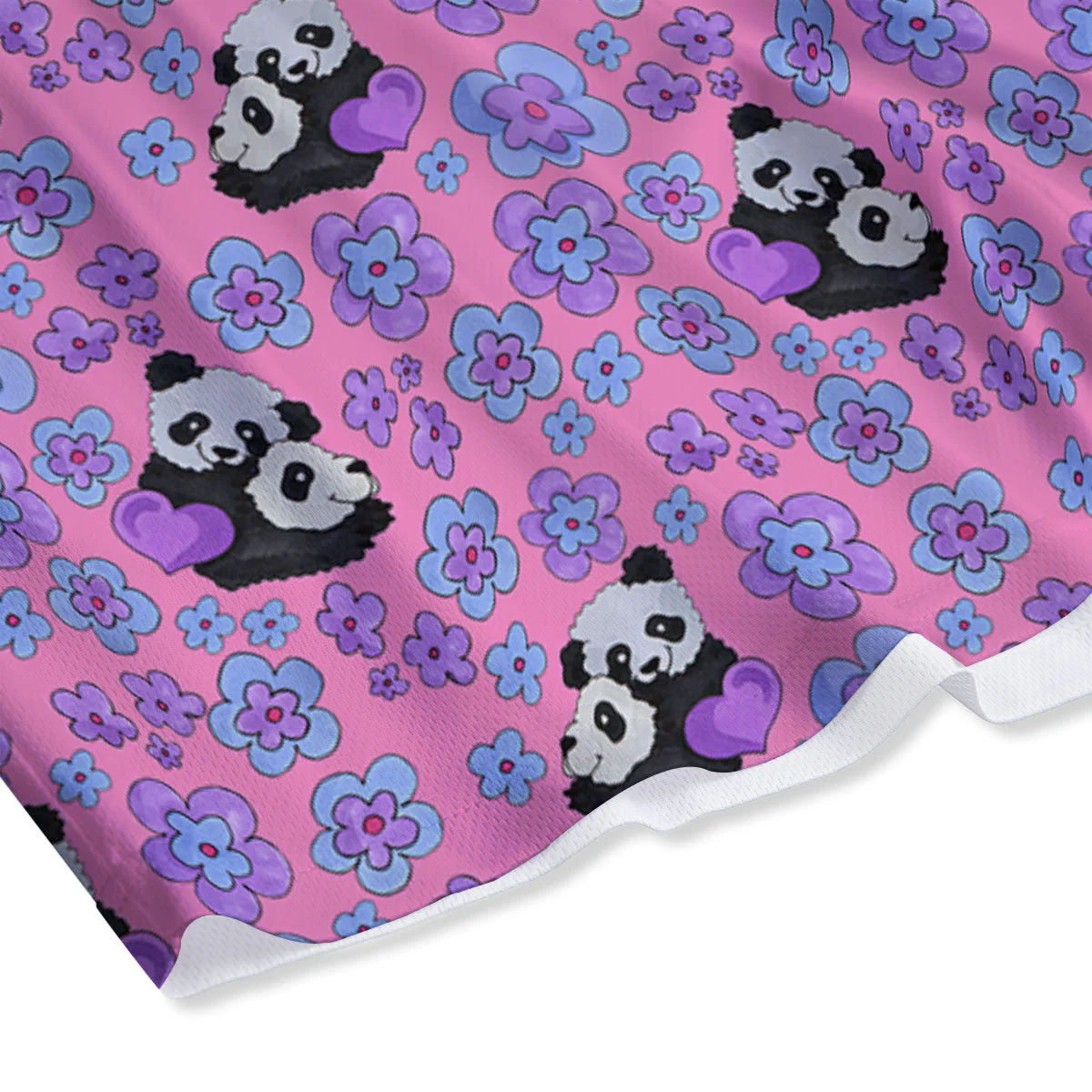 Flower And Purple Panda Print Pattern Mesh Shorts - Image 4