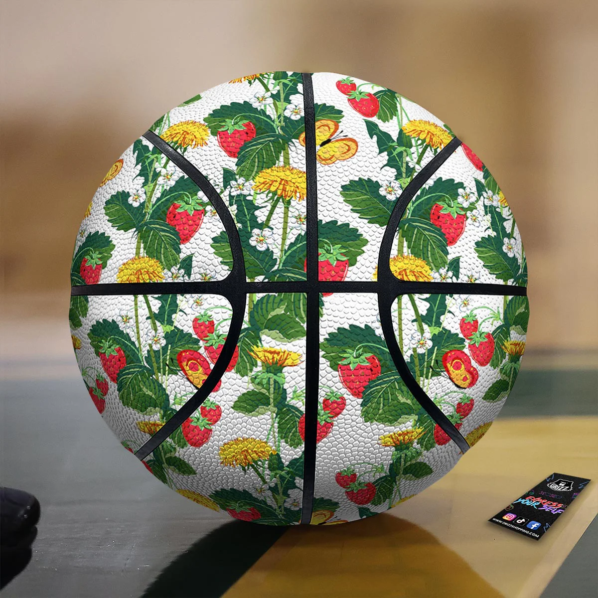 Flower And Strawberry Print Pattern Basketball