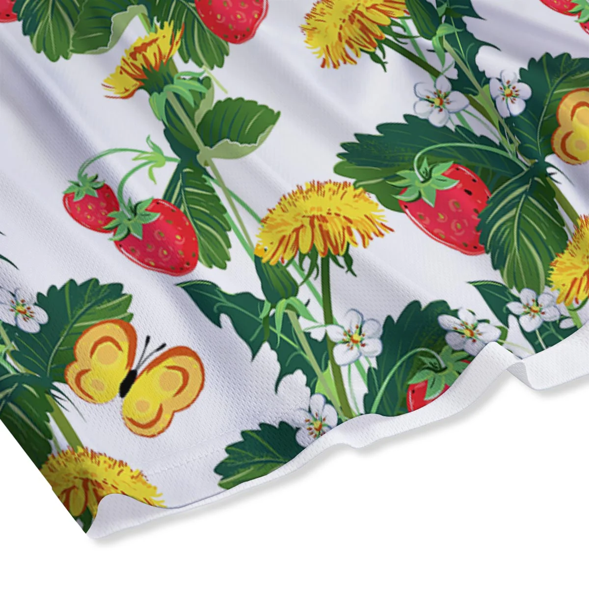 Flower And Strawberry Print Pattern Mesh Shorts - Image 4