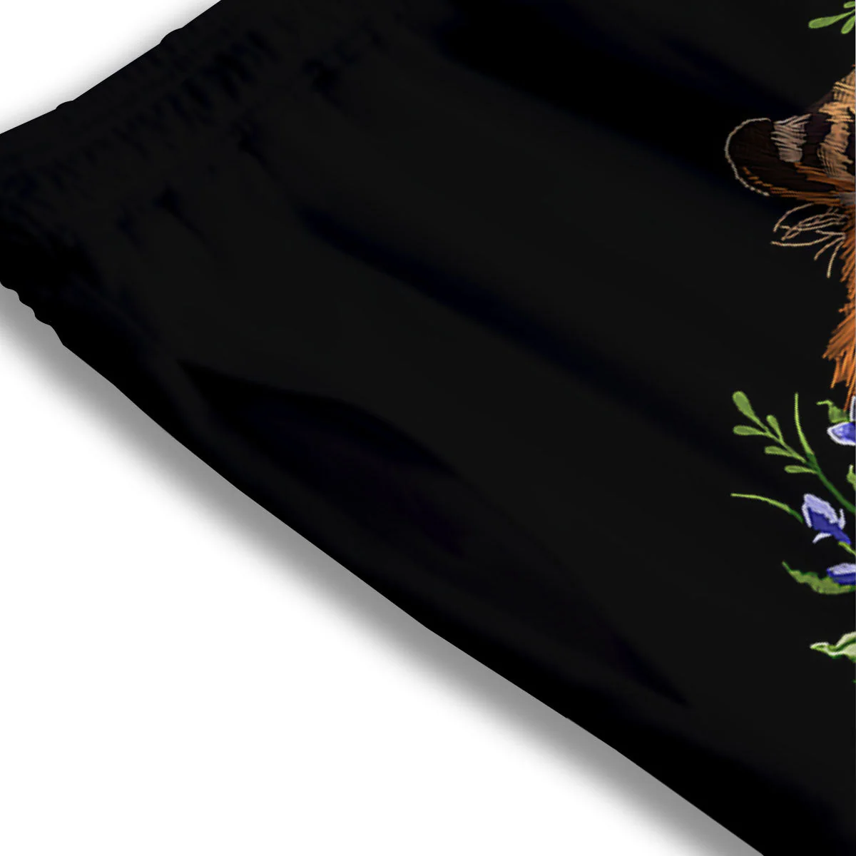 Flower And Tiger Embroidery Print Mesh Shorts - Image 3