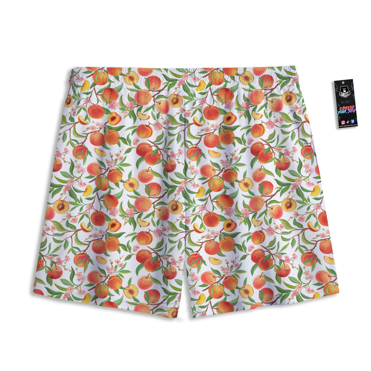 Flower Apricot And Print Pattern Mesh Shorts - Image 2