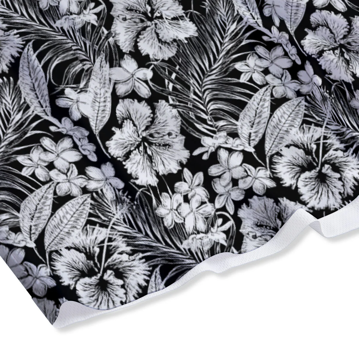 Flower Black Plumeria Print Pattern Mesh Shorts - Image 4