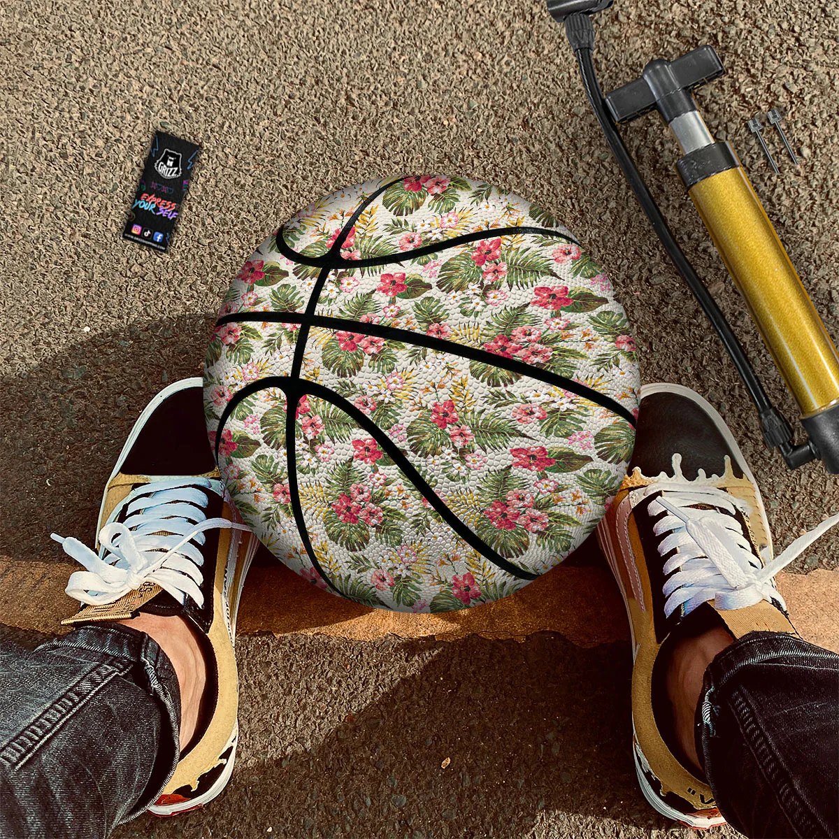 Flower Blossom Tropical Print Pattern Basketball - Image 2