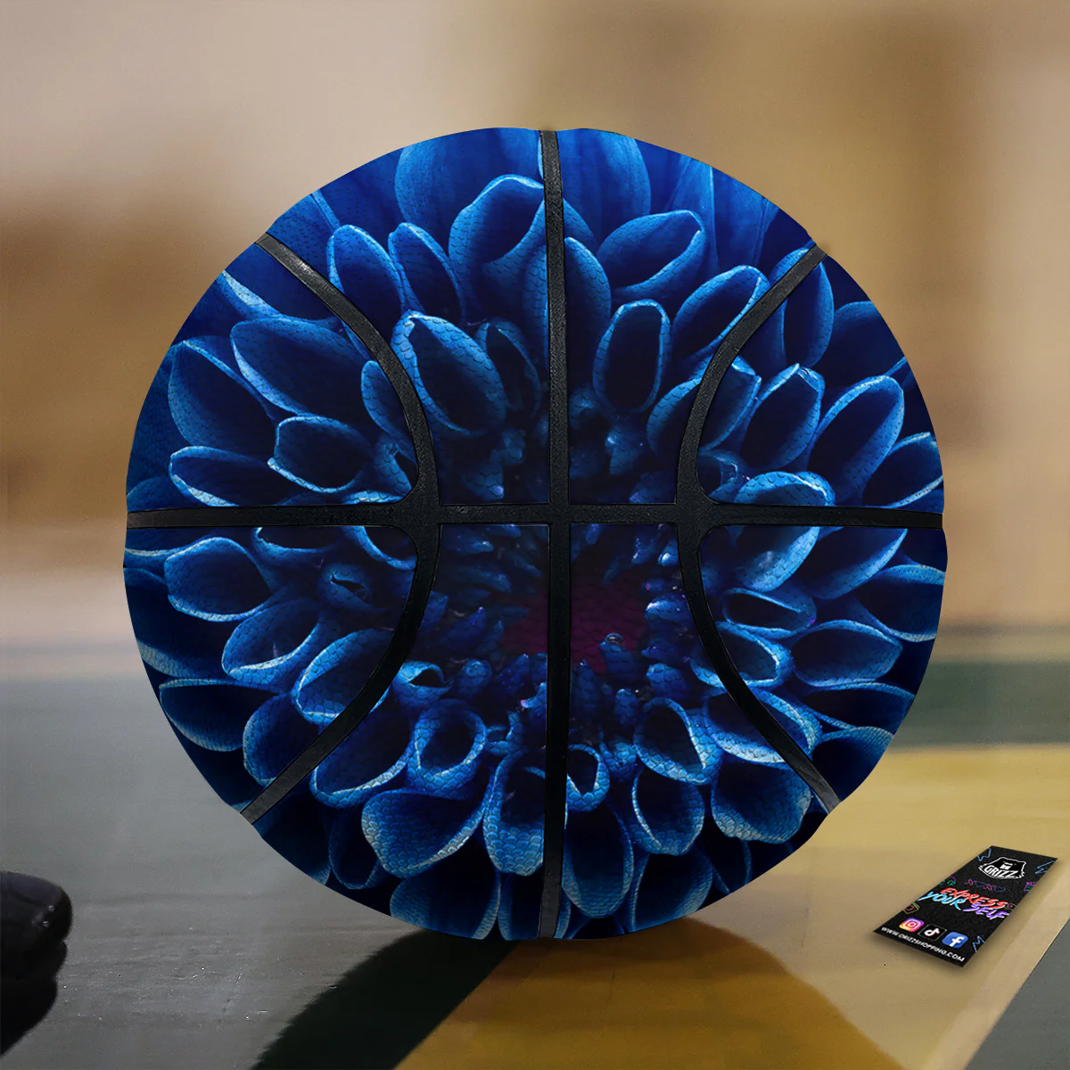 Flower Blue Chrysanthemum Print Basketball