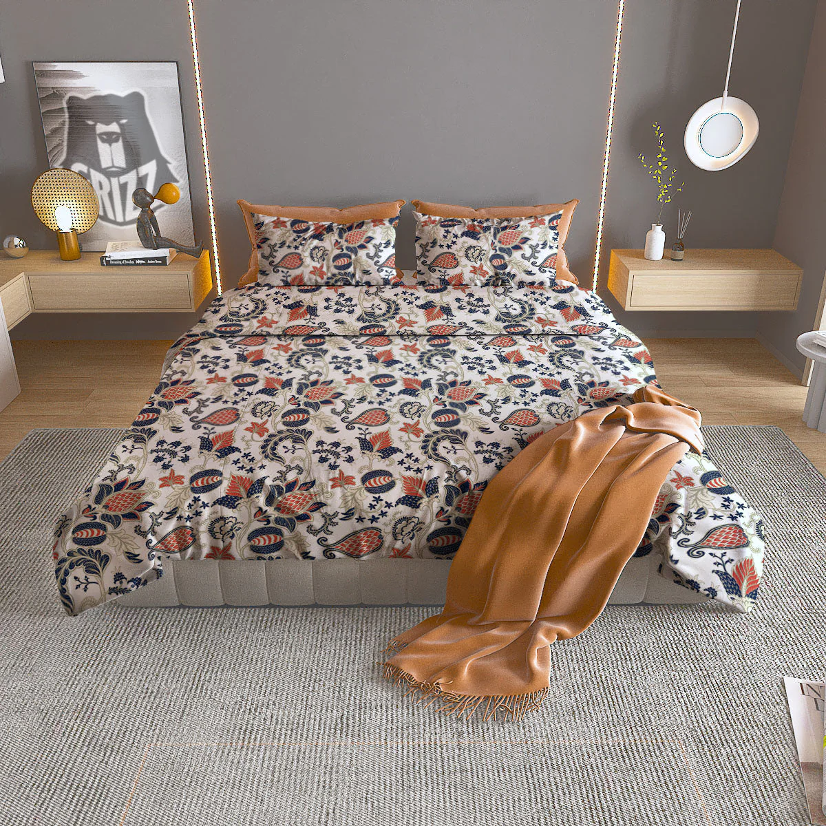 Flower Boho Paisley Print Pattern Duvet Cover Bedding Set