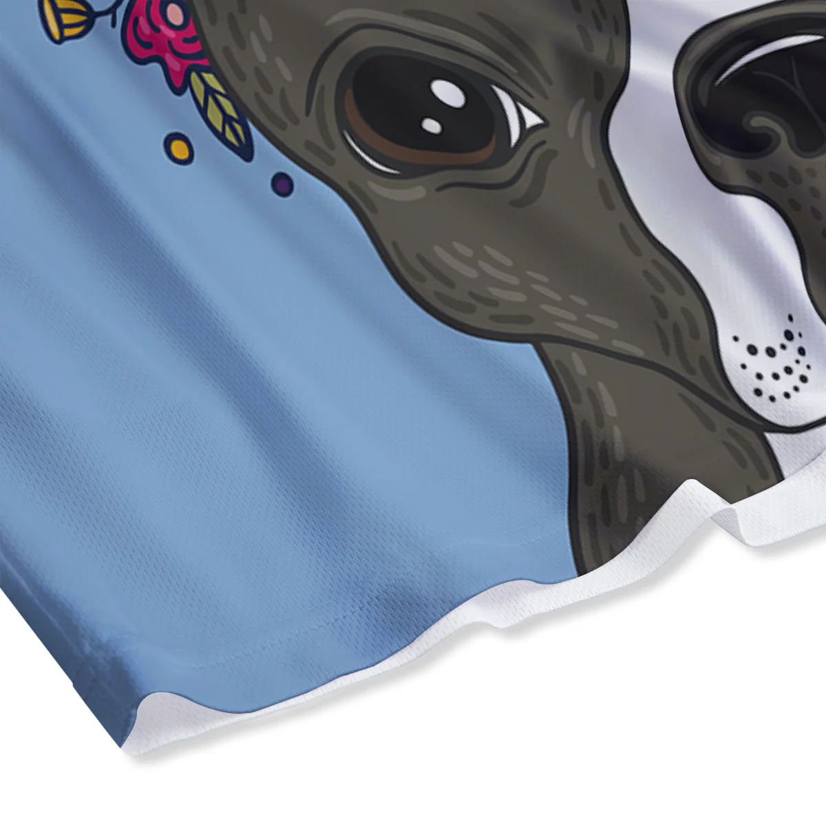 Flower Boston Terrier Cartoon Print Mesh Shorts - Image 4