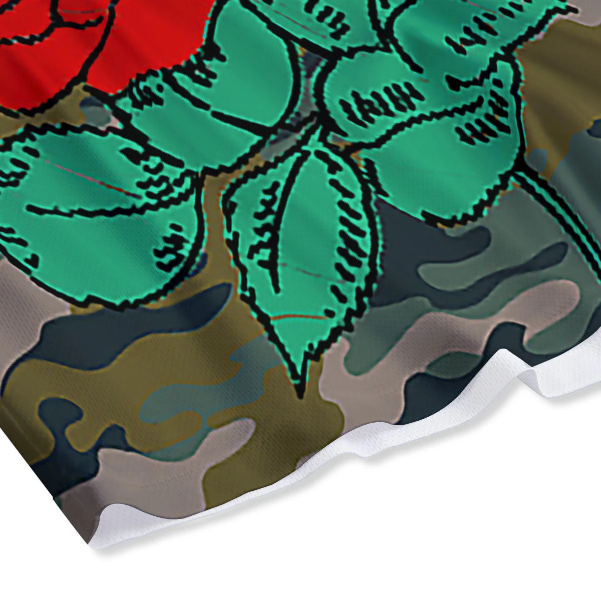 Flower Camouflage Red Rose Print Mesh Shorts - Image 4