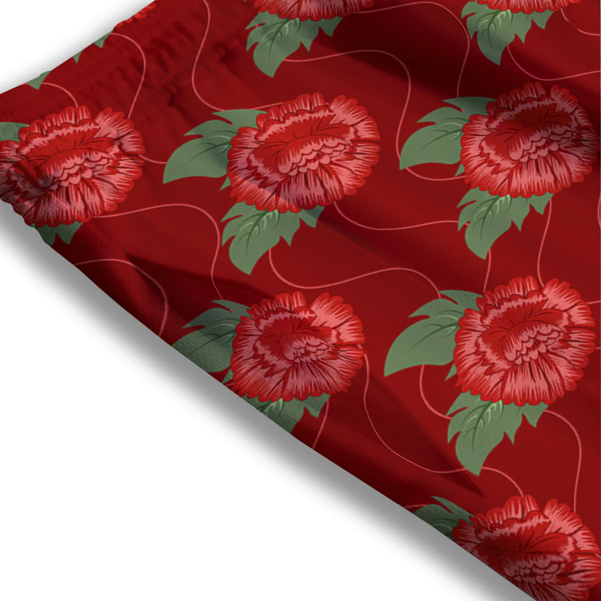 Flower Chinese Vintage Print Pattern Mesh Shorts - Image 3