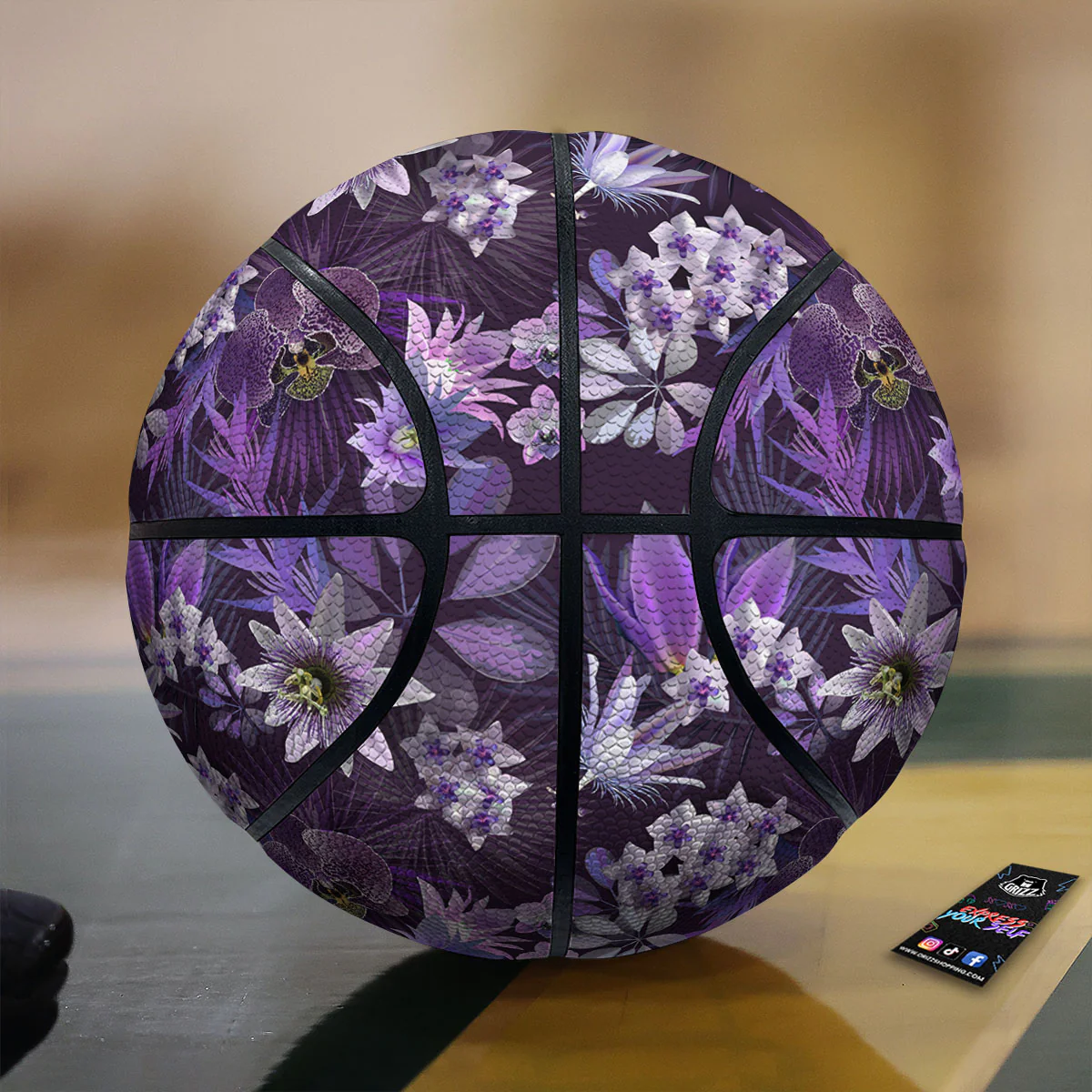 Flower Floral Purple Print Pattern Basketball