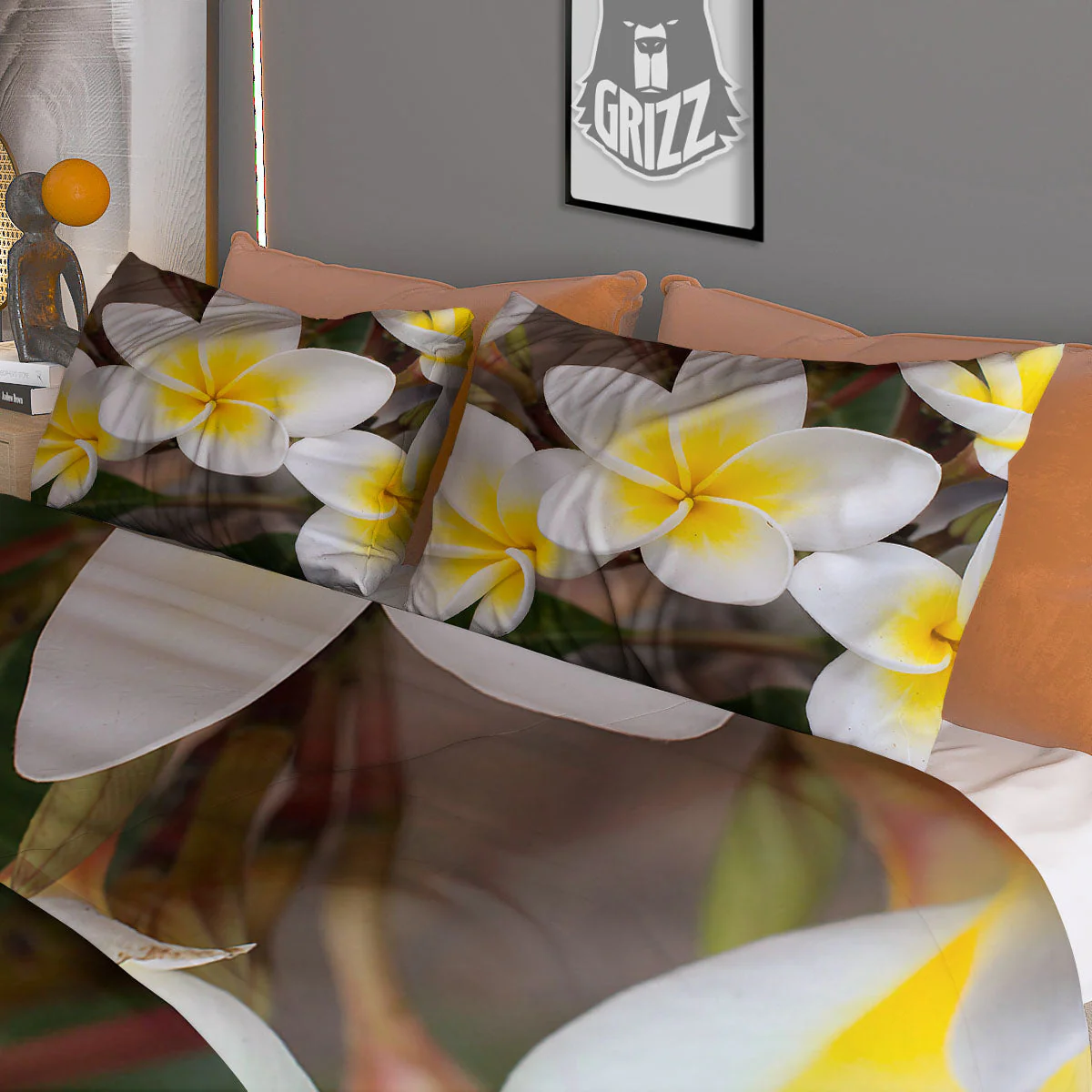 Flower Frangipani Print Duvet Cover Bedding Set - Image 3