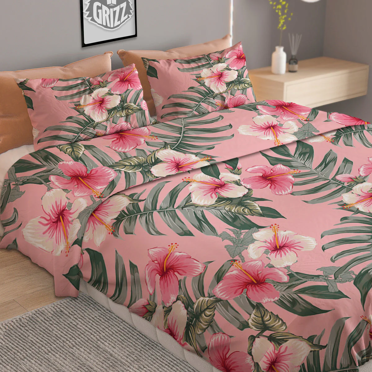 Flower Frangipani Tropical Print Pattern Duvet Cover Bedding Set - Image 2