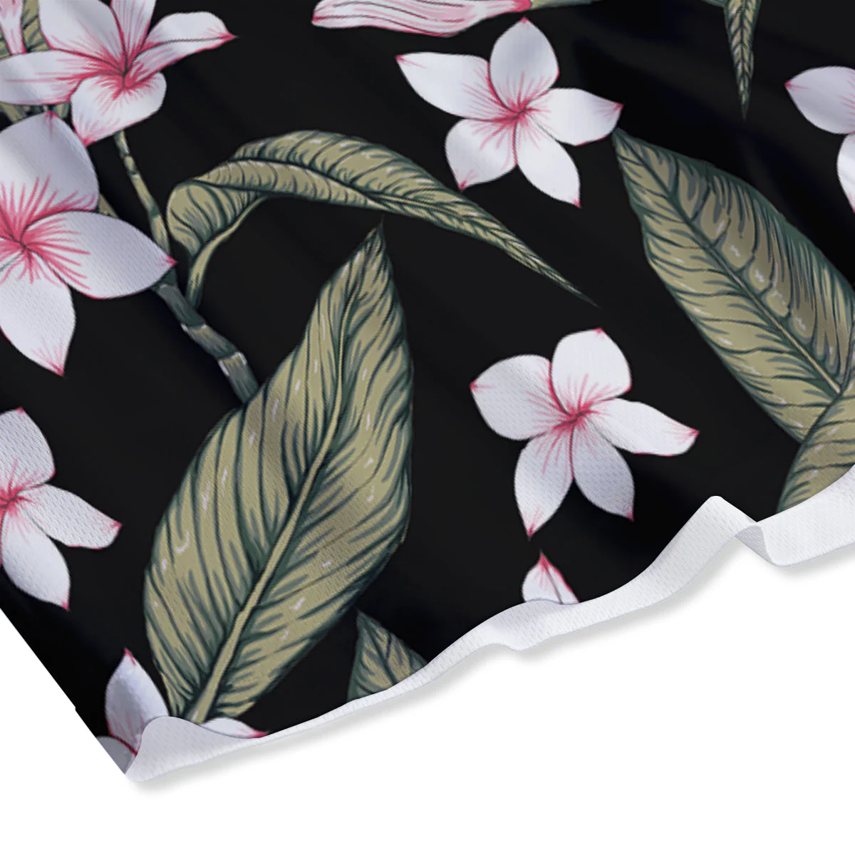 Flower Frangipani Watercolor Print Pattern Mesh Shorts - Image 4