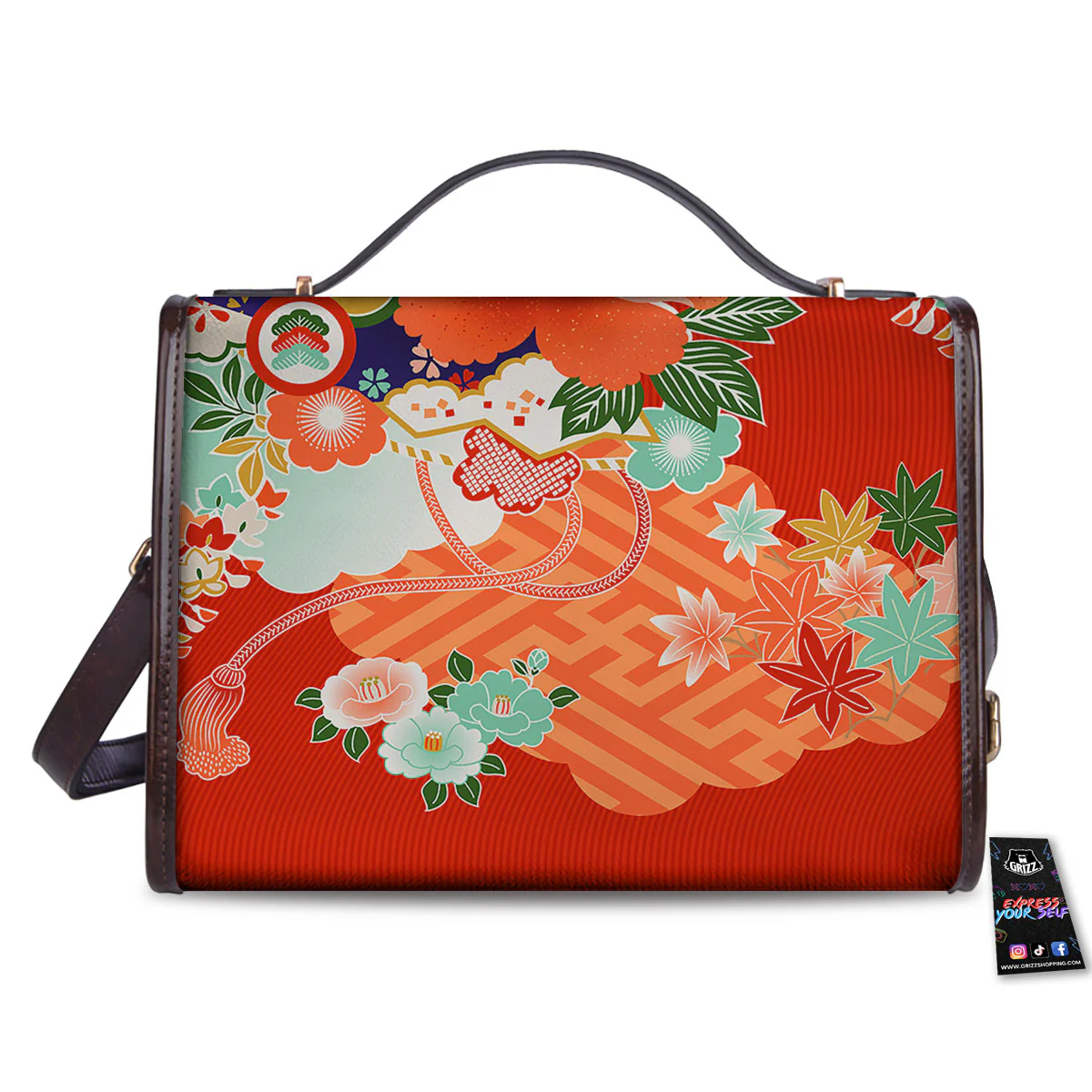 Flower Japanese Print Women's Satchel Bag - Image 2